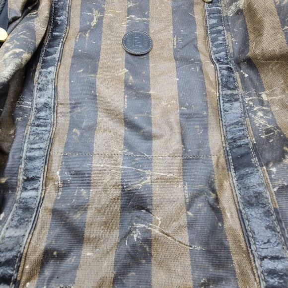 Fendi authentic coated canvas tobacco stripe EXTREME WEAR bag - Picture 10 of 15